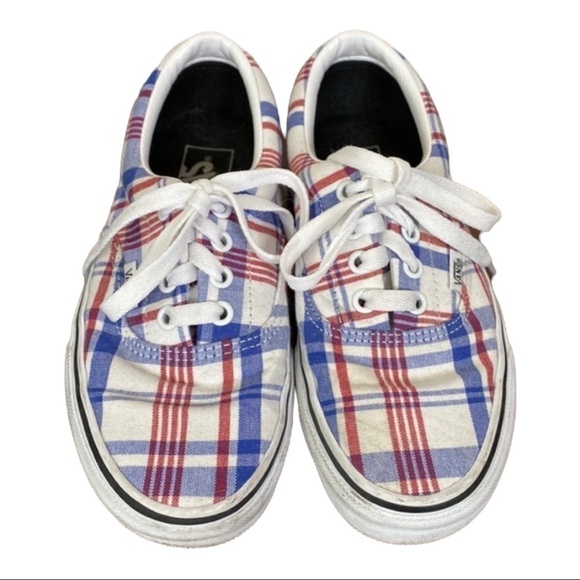 Vans Era True Plaid Red, White, Blue Sneakers Size 5 - Picture 2 of 8